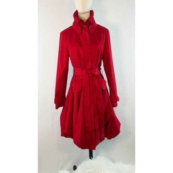 Samuel Dong | Classic Red Bubble Balloon Dress Coat | Sz S - Picture 2 of 15